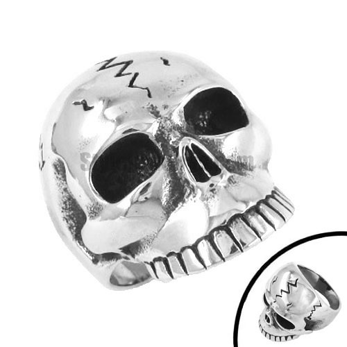 Biker Men Gothic Skull Stainless Steel Ring SWR0107 - Click Image to Close